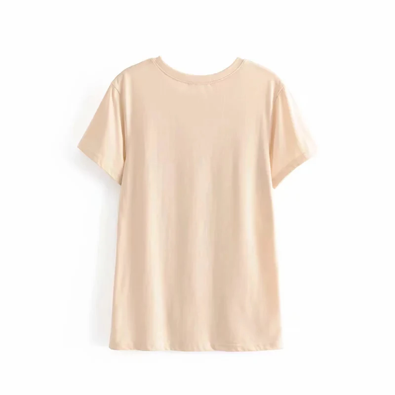 KIYUMI Tshirt Women Coconut Tree Pattern Print Summer TShirt O-Neck Short Sleeves Tops Casual Cotton Beige Women Tops and Shirts