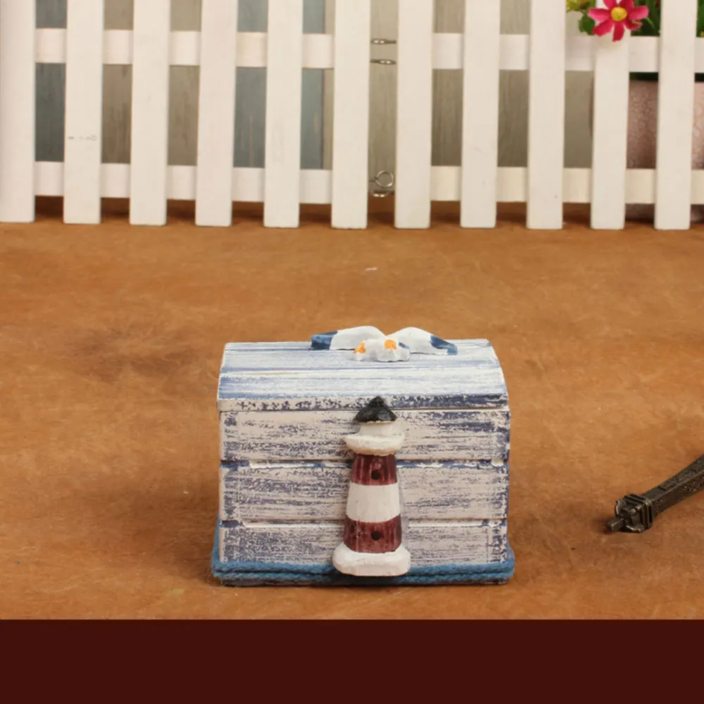 Jewelry Storage Box Mini Home Colorful Jewellery Storage Case Sailboat Pattern Wood Craft