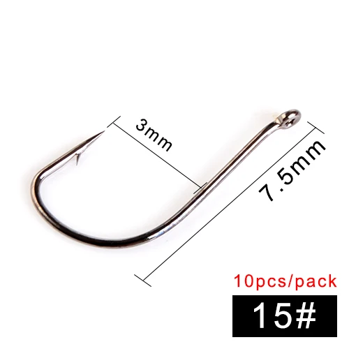 FTK-011 High Carbon Steel Fishing Hook With Ring 7.5-15mm Barbed Single Carp Feeder With Eyes 15
