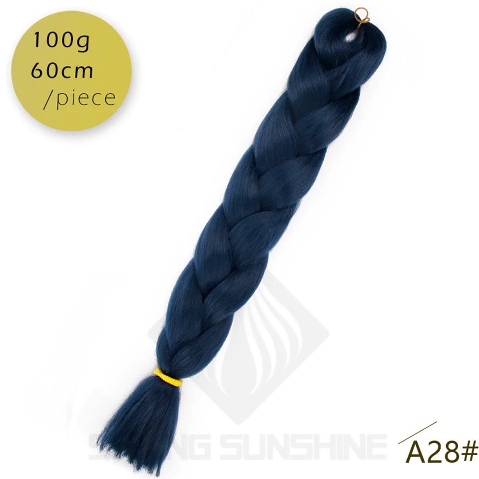 Джамбо косички длинные Омбре 24 дюйма Джамбо синтетические плетеные волосы для женщин крючком блонд розовый синий серый волосы для наращивания африканские - Цвет: A28