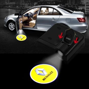 

wireless Led car door welcome Laser projector Logo ghost shadow lights for Renault Clio Laguna 2 Megane 2 3 Duster Logan