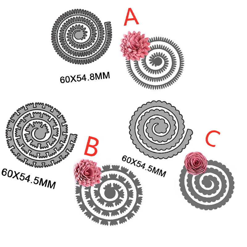 3D Spiral Flower Garland Metal Cutting Dies for DIY Scrapbooking Album Decorative Crafts Embossing Paper Cards Making 2021 New