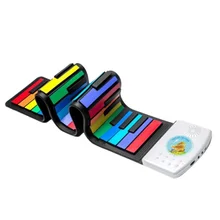 49 клавиш профессиональное Силиконовое пианино-клавиатура портативная свернутая электронная клавиатура для детей Детский Рождественский подарок-радужные клавиши