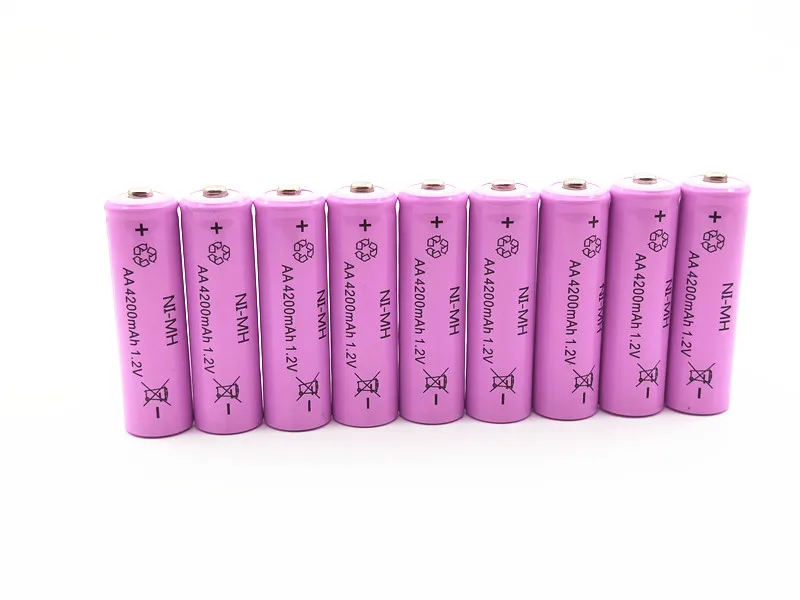 2/4/6/8/10 шт. 1 2 V NI MH АА 4200mAh AA Батарея предзаряженный Перезаряжаемые батареи металл