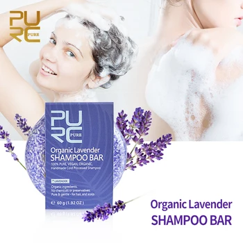 

PURC Organic Lavender Shampoo Bar 100% PURE and Vegan handmade cold processed hair shampoo no chemicals or preservatives