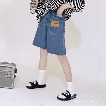 

2020 summer new girl pants Korean denim high waist retro shorts five-point pants foreign style