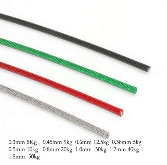 100m PVC cable acier 2mm rouge couleur 1x7 gaine corde de