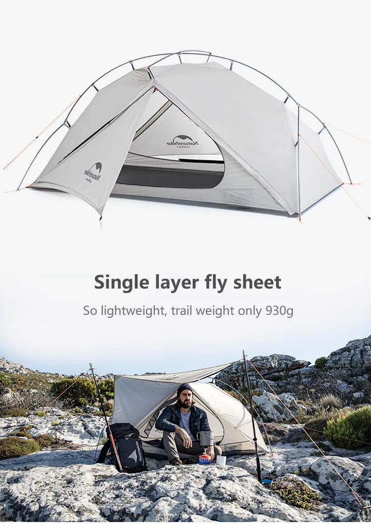 Naturehike открытый сверхлегкий одиночный тент 15D нейлон водонепроницаемый Кемпинг Палатка Однослойная походная палатка с бесплатным ковриком