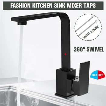 

Black Square Brass Kitchen Faucet Single Lever H/C 360 Rotation Mixer Tap Basin Water Crane Tap For Kitchen Bathroom Tap
