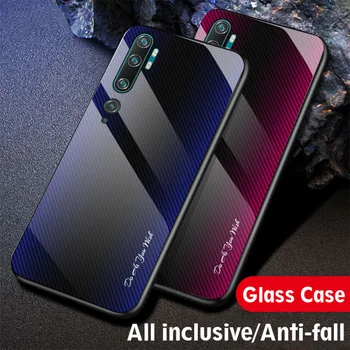 

50pcs/lot For Xiaomi Mi CC9 Pro Anti-Scratch Glossy Gradient Stripe Tempered Glass Hard Case For Xiaomi Mi Note 10