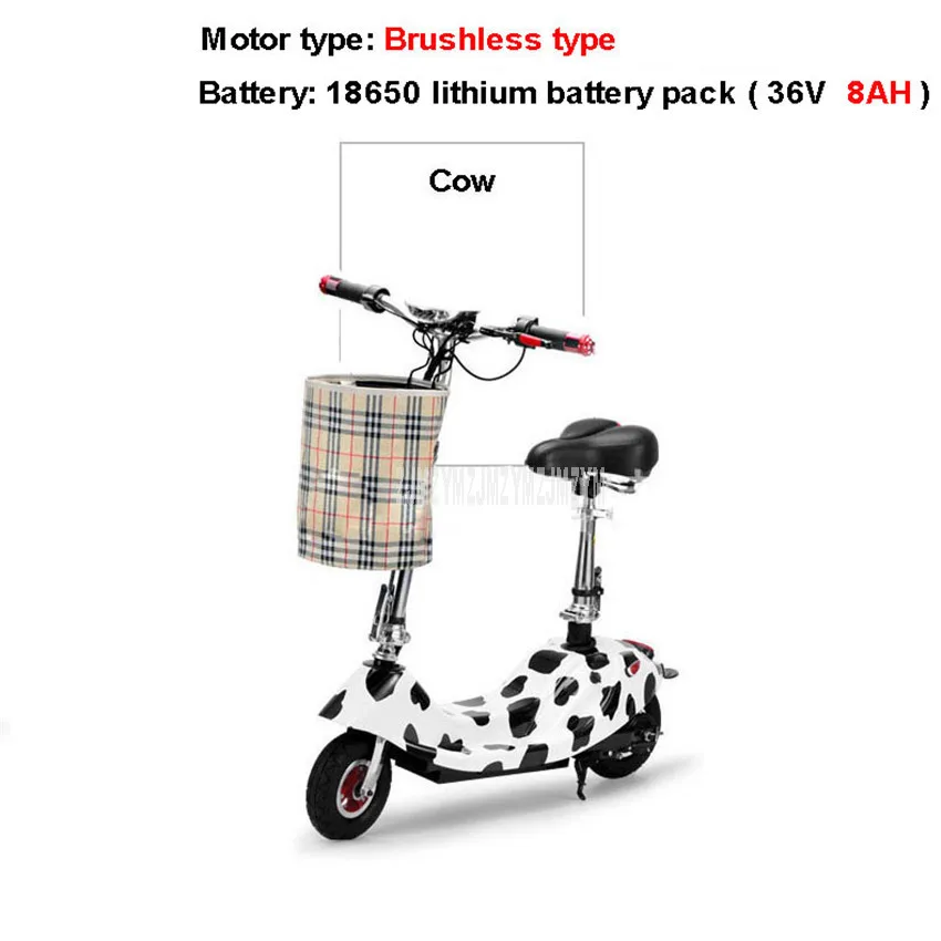 350W бесколлекторный мотор мини велосипед складываемый электровелосипед Электрический велосипед для взрослых Для женщин Леди электрический самокат с сиденьем 36V литиевая Батарея - Цвет: Cow 8AH
