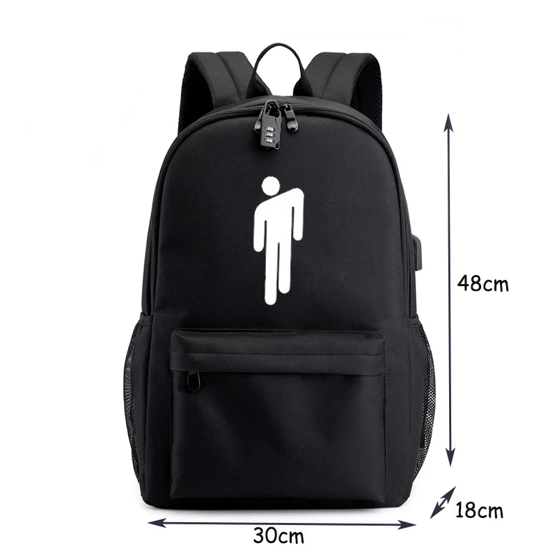 BPZMD Canvas Luminous Billie Eilish Anti-theft Laptop DJ Backpack for Teenager Boys Girls Student S