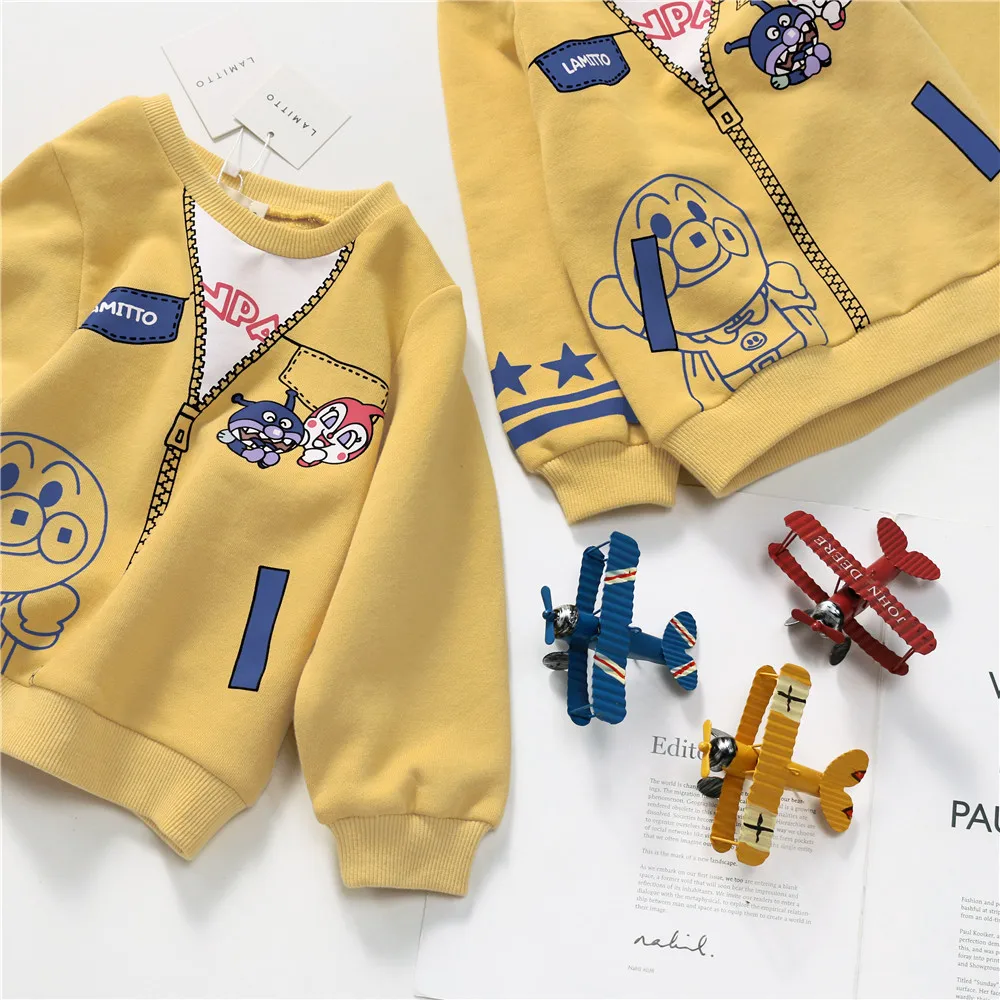 Tonytaobaby/Новая Осенняя детская одежда; желтый свитер с героями мультфильмов; Детский свитер с длинными рукавами; Детский свитер для мальчиков и девочек