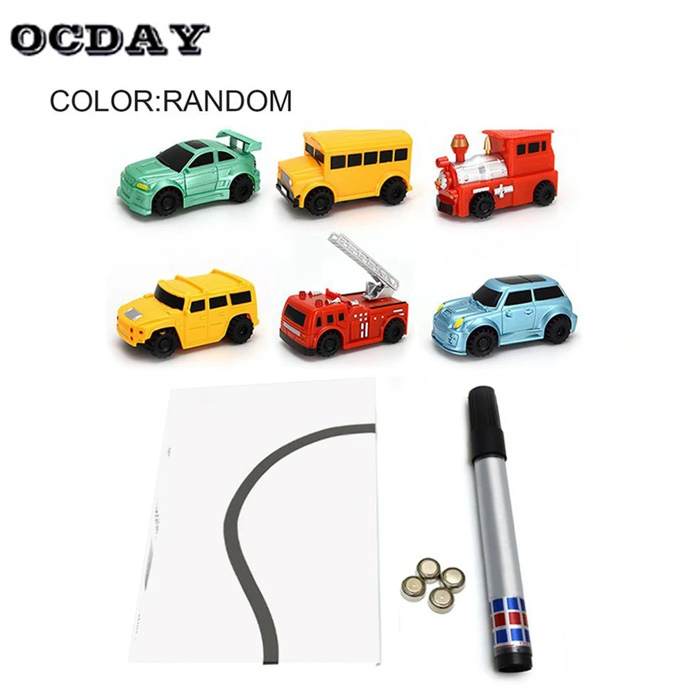 

OCDAY Pen Inductive Car Children's Train Tank Toy Car Draw Lines Induction Rail Track Car Enlighten For Kids Gifts Magic Toys