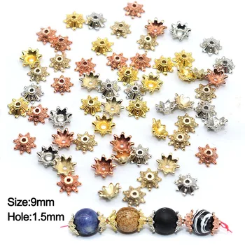 

9mm Silver Plated CCB Bead Caps Gold Color Flower Beads End Caps Charms for Jewelry Findings No Fade Hole Is 1.5mm