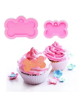 

2 Sizes Silicone Bone Shape Pendant Resin Mold DIY Dog Tag Keychain Resin Molds 83XF