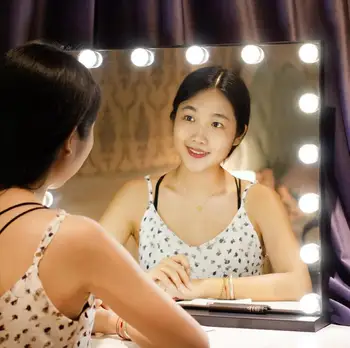 Vanity Hollywood Light Makeup Dressing Table Set Mirrors with Dimmer 3 color Light Cosmetic Mirror Adjustable Touch Screen frameless vanity mirror with light hollywood makeup lighted mirror 3color light cosmetic mirror adjustable touch screen 58 46cm