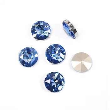 

New Crystal Light Sapphire Round Sew On Rhinestones With Claw Flatback Glass Strass Sewing Rhinestones For Jewelry Garment