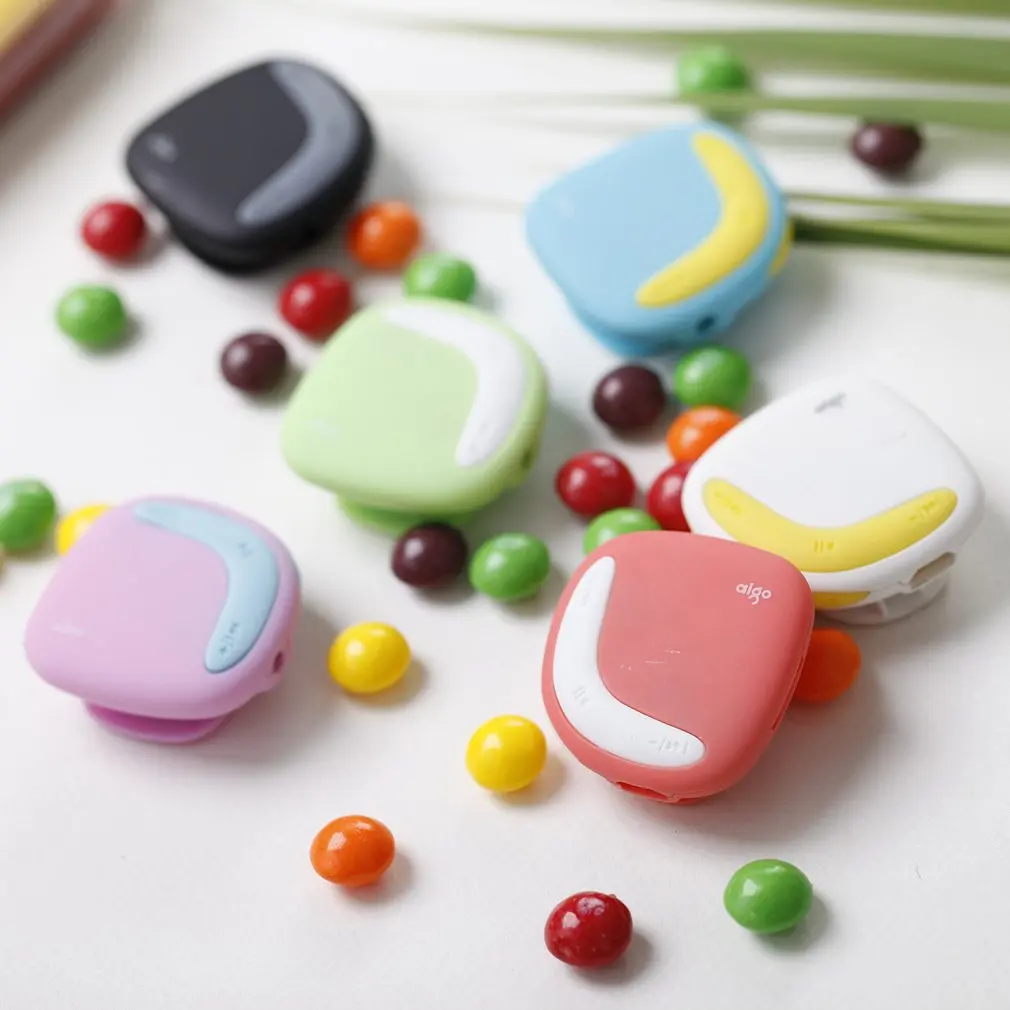 Aigo мини MP3-плеер Macaroon двойной цвет задняя клипса с Micro TF/SD слот для карт Спортивный MP3 музыкальный плеер+ USB линия передачи данных