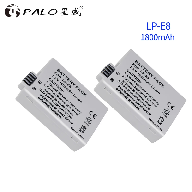 PALO 4 шт. LP-E8 Аккумулятор Bateria LP-E8 Lp E8 для Canon 550D 600D батарея для камеры+ ЖК-зарядное устройство для цифровой камеры - Цвет: lp-e8x2