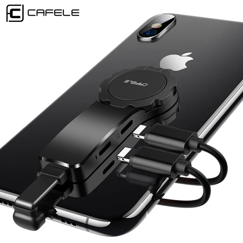 Cafele USB кабель для iPhone ios до 3 5 мм адаптер 2 в 1 кольцо держатель X XR XS MAX 8 7 6 PLUS аудио
