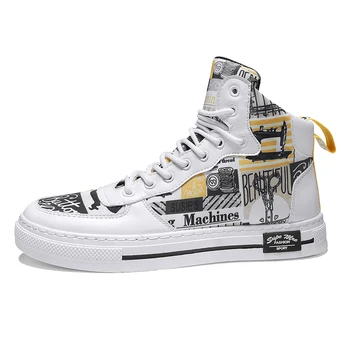 

2020 New Autumn Winter Personality Sneakers Men Shoes High Top Hip Hop Casual warm Plush Breathable Male Footwear street