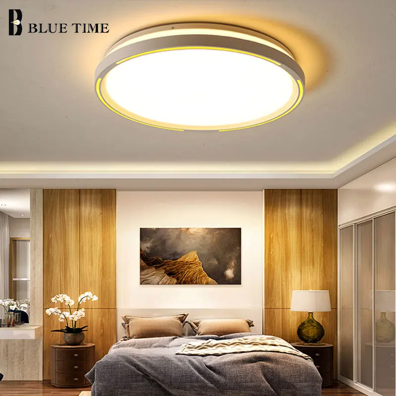 

Elegant Modern LED Ceiling Lights For Living Room Bedroom Dining Room Circle White Body Home LED Ceiling Lamps Acrylic Lampshade