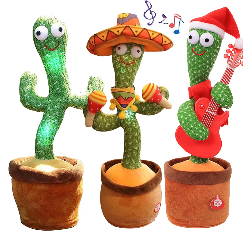 Juguete de peluche de Cactus para bebé y niño, muñeco con carga USB, juguete para bailar y hablar con voz, de Navidad para decoración del hogar - Hogar