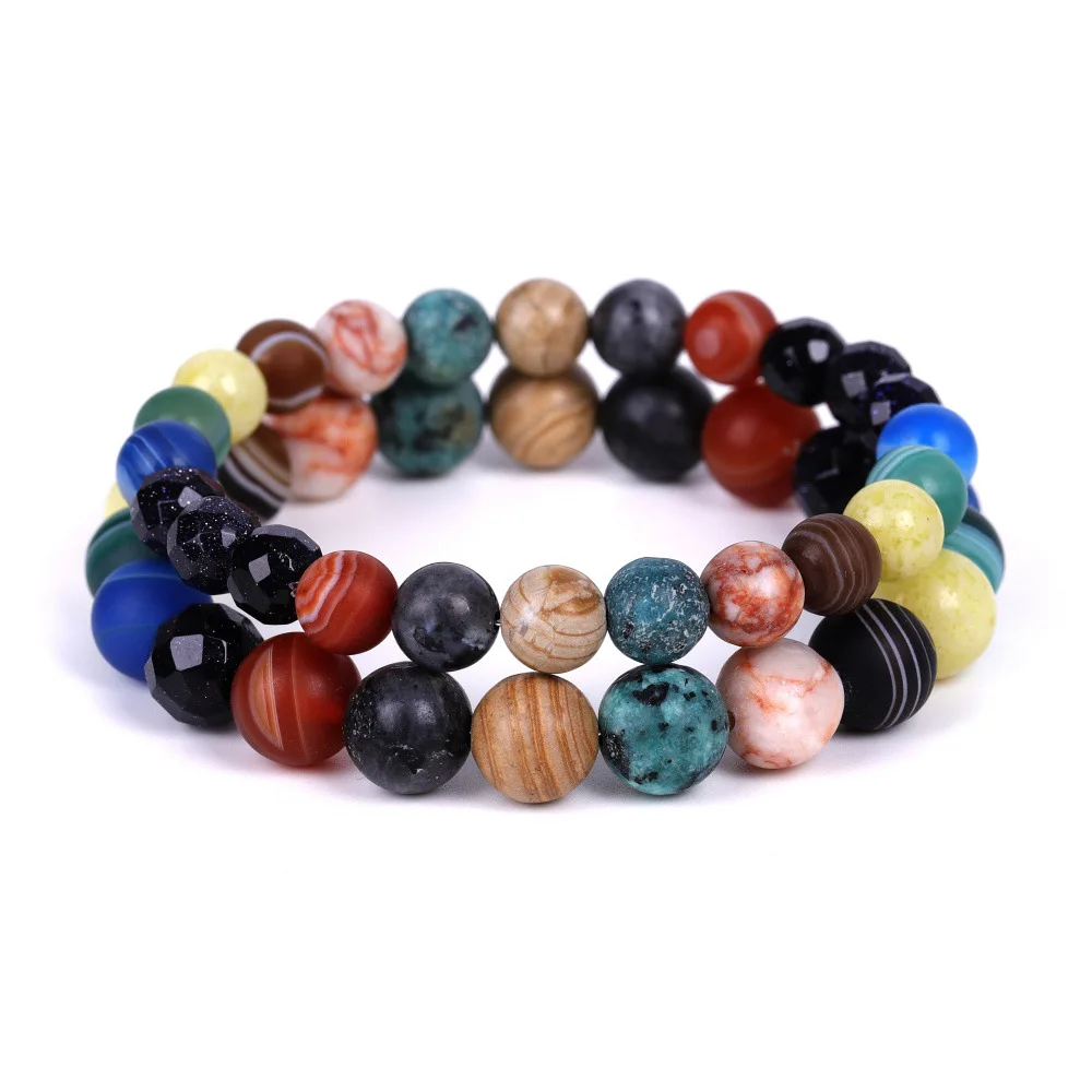 

Universe Galaxy the Eight Planets Solar System Natural Stone Beads Bracelet for Women Men Chakra Stone Beads Strand Bracelets