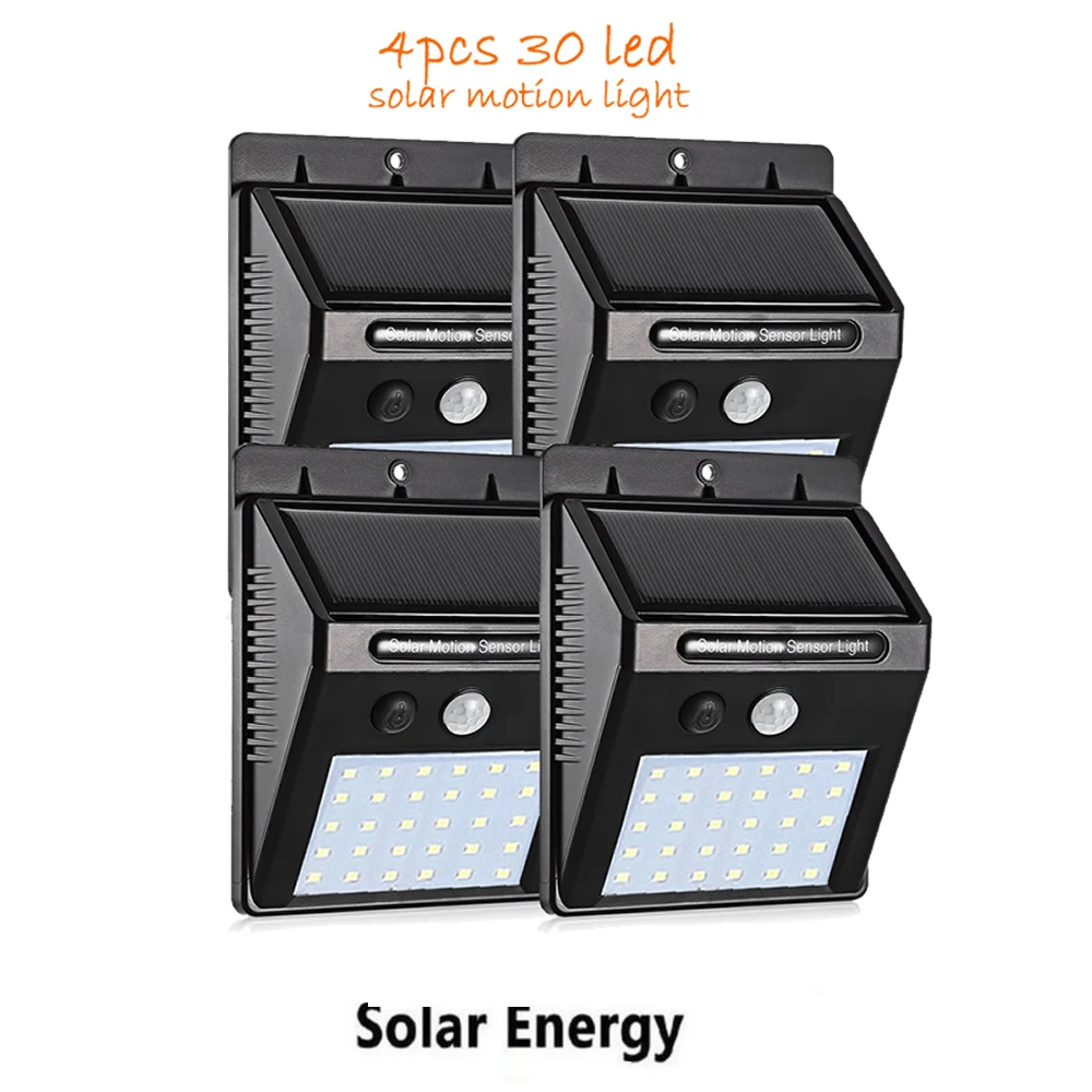

4 pcs 30 LED Solar Powered wall Light Infrared PIR Motion Sensor Lamp Night Light Garden yard Lamps Energy Saving street lamp