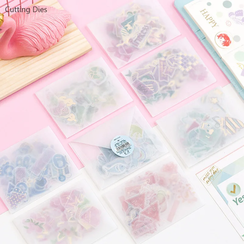 New 100Pcs/lot Vintage Cartoon Design Vellum Paper Stickers For Scrapbooking Happy Planner Card Making Journaling Project