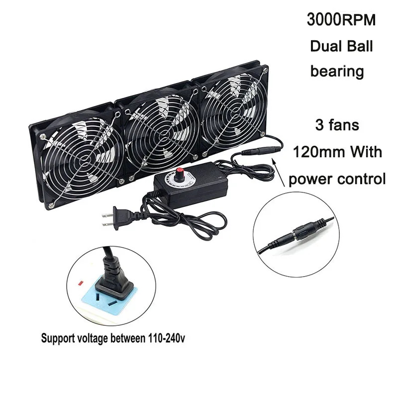 Ventilador de Refrigeração Radiador com Controle de Velocidade Gdstime 12 v 220 Btc Máquina Chassi Workstation Armário Servidor Ventilador 120mm 3000 Rpm 12cm - Imagem 3