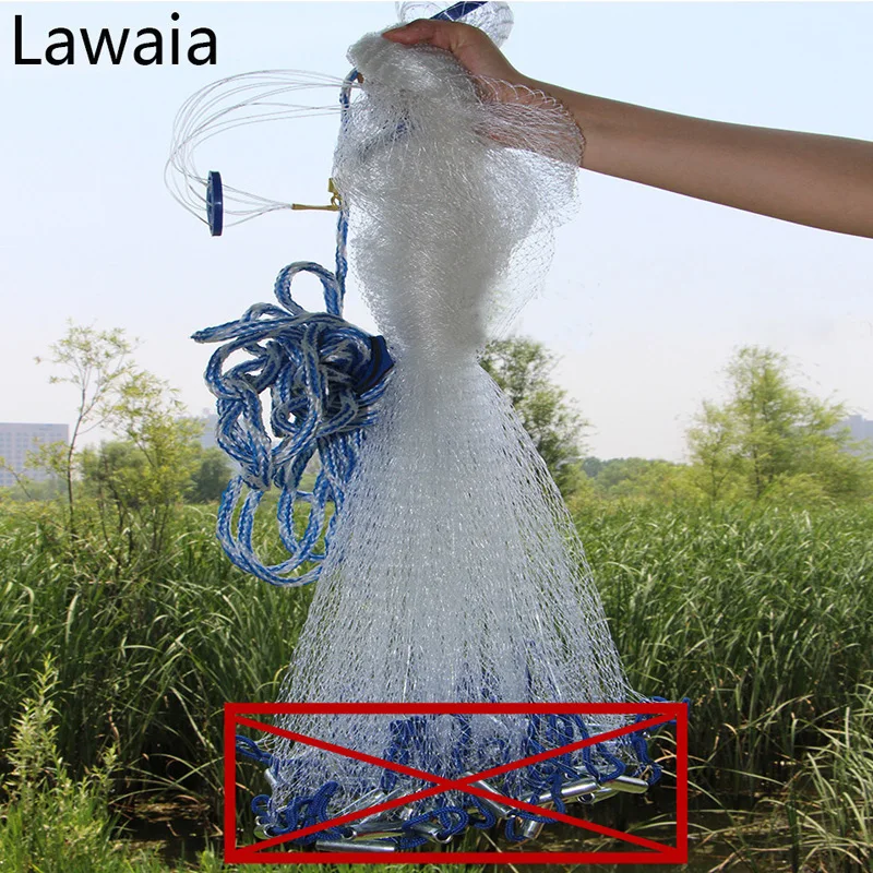 

Lawaia Fishing Network for Fishing Garnalen Aquarium 7m Fish Net Catch Fishing Net Without Sinker and Ring Diameter 2.4m-7.2m