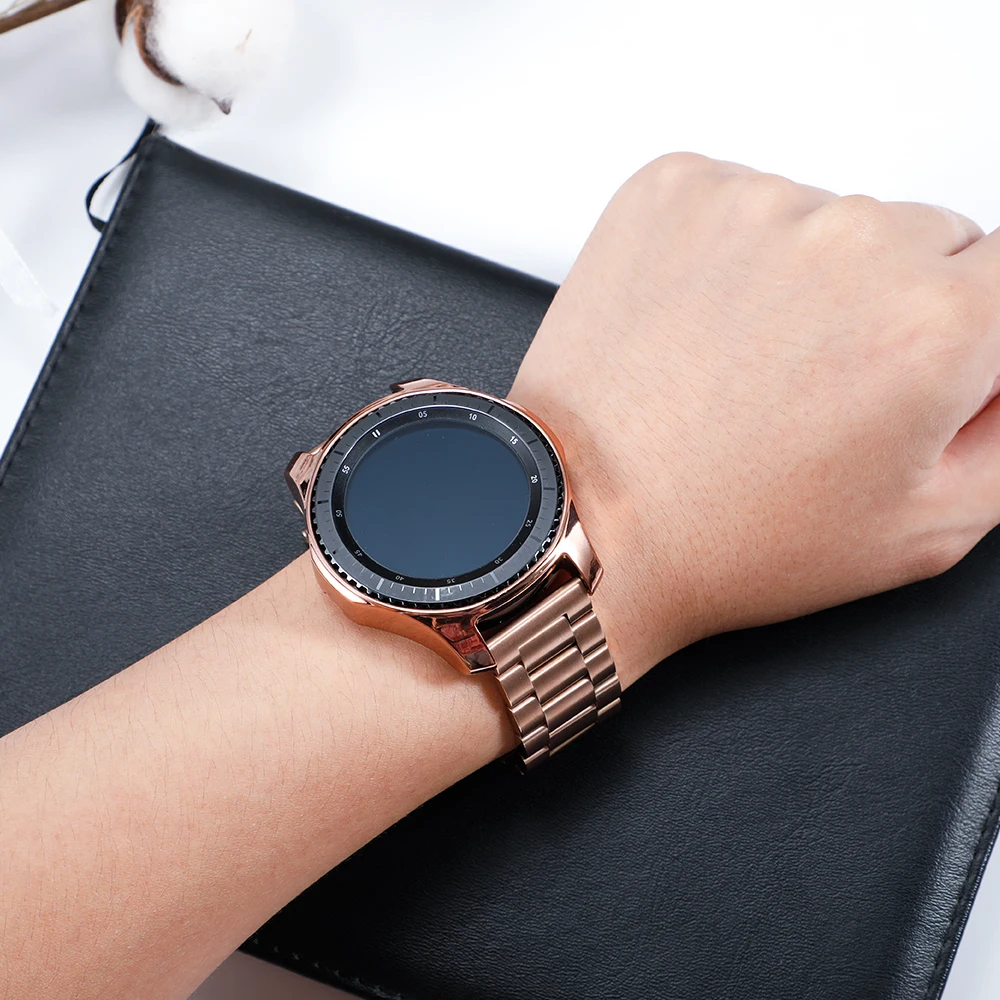 Чехол+ ремешок для samsung gear S3 Frontier galaxy watch active 2 ремешок для часов из нержавеющей стали+ ТПУ чехол для galaxy watch 46 мм 42 мм