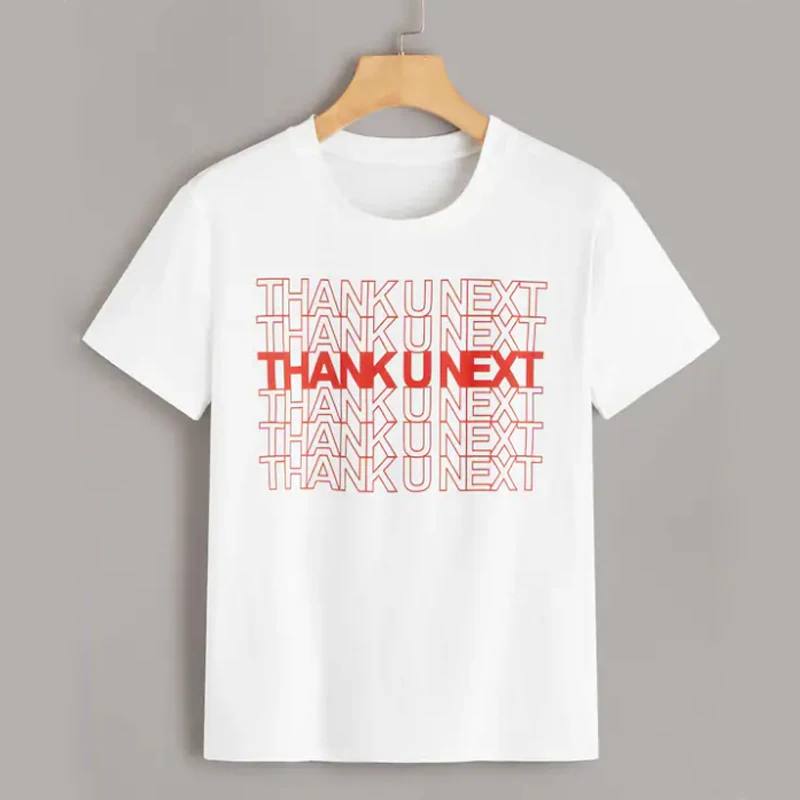 Повседневная футболка из чистого хлопка с надписью Thank U Next унисекс женская