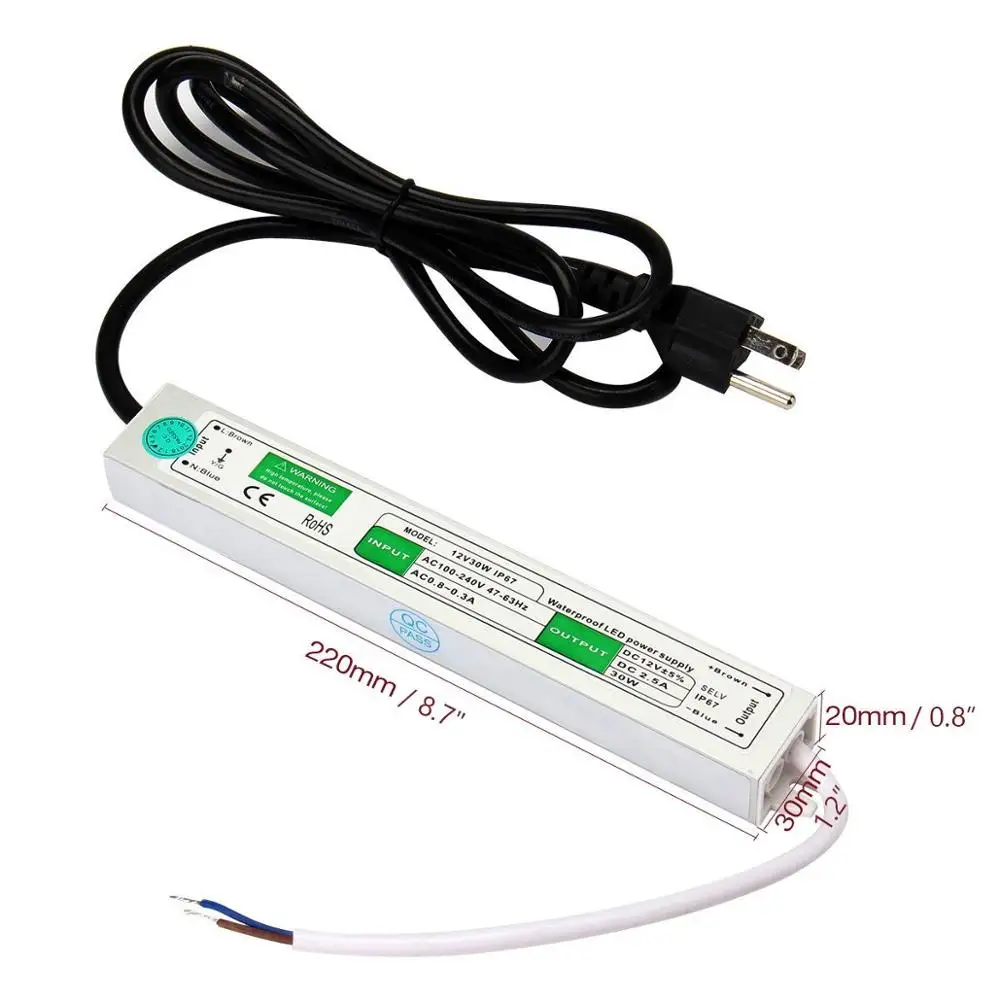 DC 12 V 30W Водонепроницаемый драйвер питания AC 110-260V к DC 12 вольт 2.5A адаптер постоянного напряжения трансформатор для светодиодной ленты