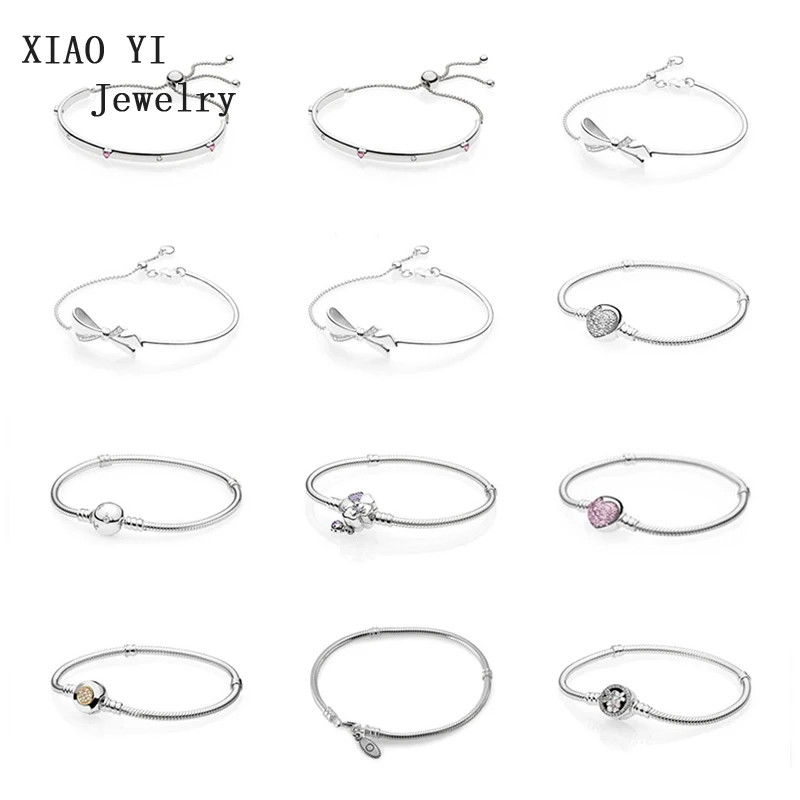 

XIAOYI 100% 925 sterling silver signature shiny heart shrink series bracelet, in a pandoras variety of color options and sizes