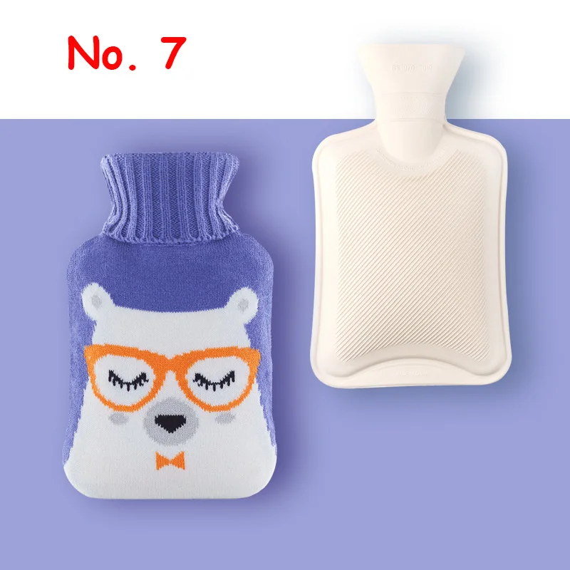 No. 7 Мультяшный мешок для горячей воды, теплая зимняя бутылка для горячей воды, резиновые бутылки, рождественские подарки, красный олень, Лаки, собака, милый кролик, пингвин - Цвет: No. 7