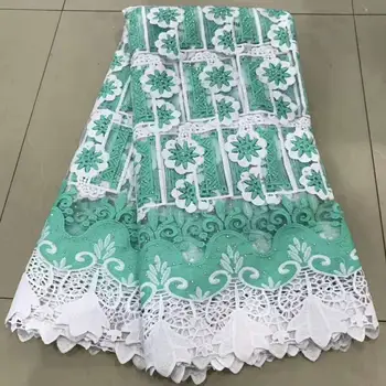 

Green and White Net Lace Fabric 2019 High Quality African Nigerian Mesh Wedding Dress Embroidery Voile Lace for Dress CJA002