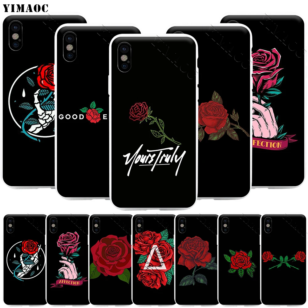 YIMAOC красная роза иллюстрация чехол для телефона iPhone 11 Pro XS X XR Max 8 7 6 6S Plus SE 5S |