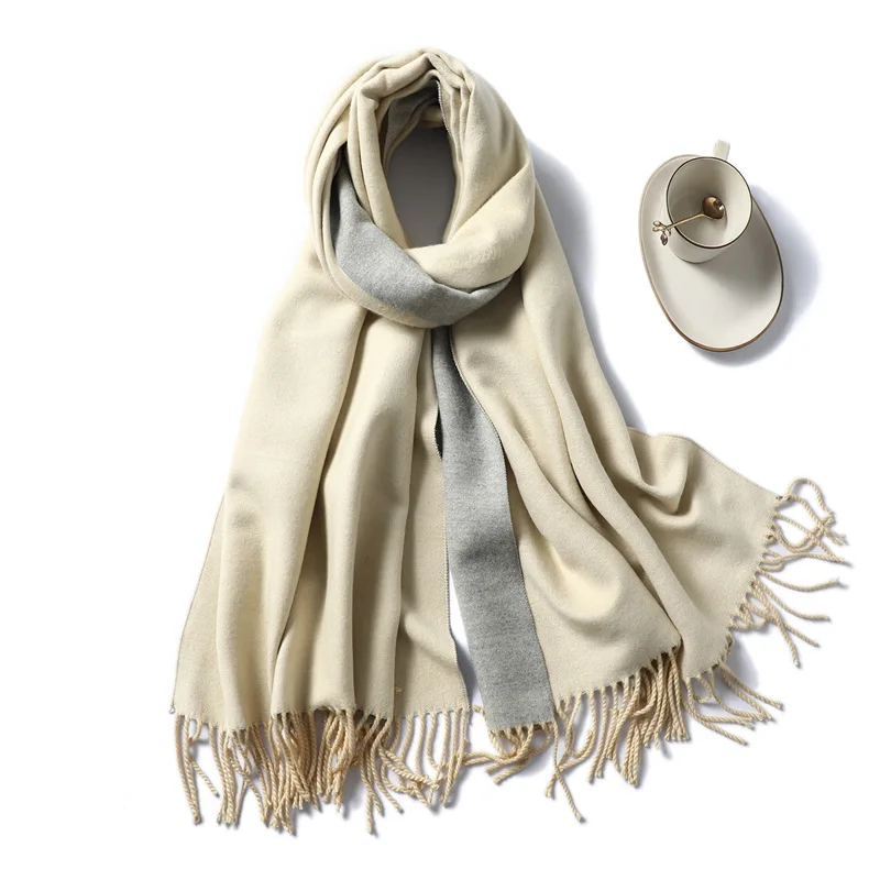 Зимний кашемировый шарф для женщин, пашмины шали и палантины, однотонный принт с кисточками, шарфы, теплый шарф для женщин - Цвет: 3