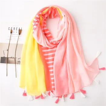 

Spring Summer Cotton Linen Scarf Ms. Yellowish Pink Ethnic Seaside Holiday Sunscreen Shawl Beach Fashion Scarves silk pashmina