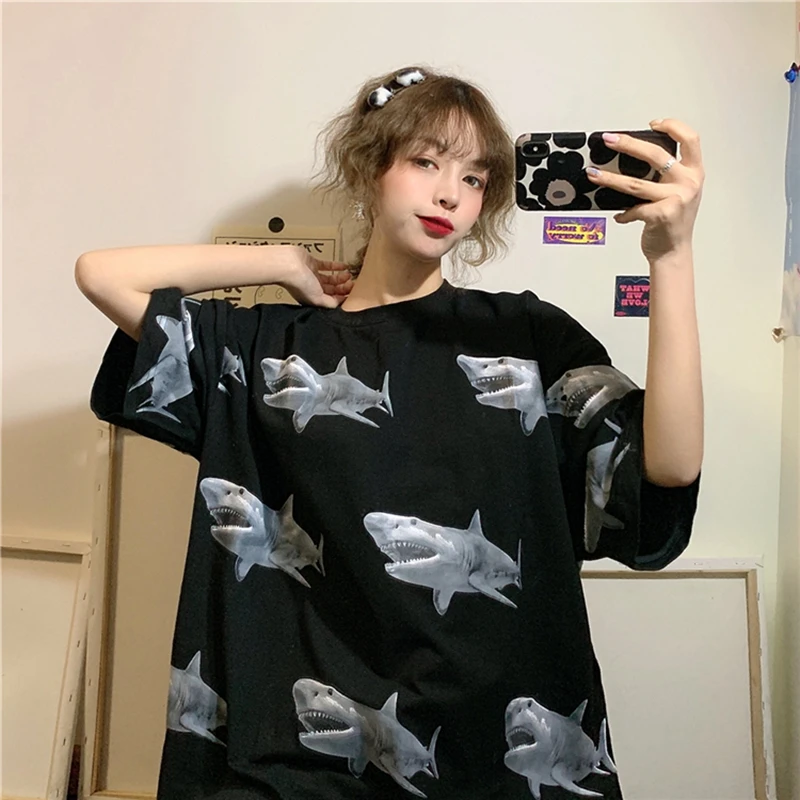 New Top short-sleeved women's tshirt loose was thin oversized half-sleeved clothes tide Korean Harajuku t shirt hip hop brandy New Top short-sleeved women's tshirt loose was thin oversized half-sleeved clothes tide Korean Harajuku t shirt hip hop brandy