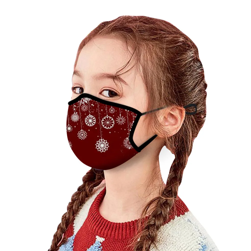 Детская Рождественская моющаяся многоразовая защитная маска для лица с принтом