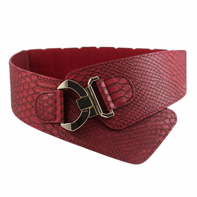 red New Arrival Wide Elastic Cinch Belt Women's Fashion Belt Gold Metal Rivet Wide Belts For Dress Coat Cummerbund Retro Style - Цвет: red