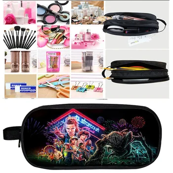 

Makeup Box Mochila Stranger Things Pencil Case Bag 3d Print Double Zipper Pencil Box Kpop for Kids School Supplies Cosmetic Bag