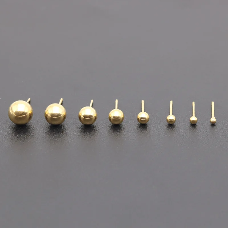 AsJerlya 2PC Surgical Steel Silver Color,Black,Gold,Rose Gold Color Ball Stud Earrings Punk Ear Tragus Ear Piercing Stud Earring 6