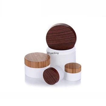 

50g 100g 150g 250g White Refillable Bottles Face Cream Container Empty Lotion Cosmetic Bottles Travel Use Makeup Jar wood lidds