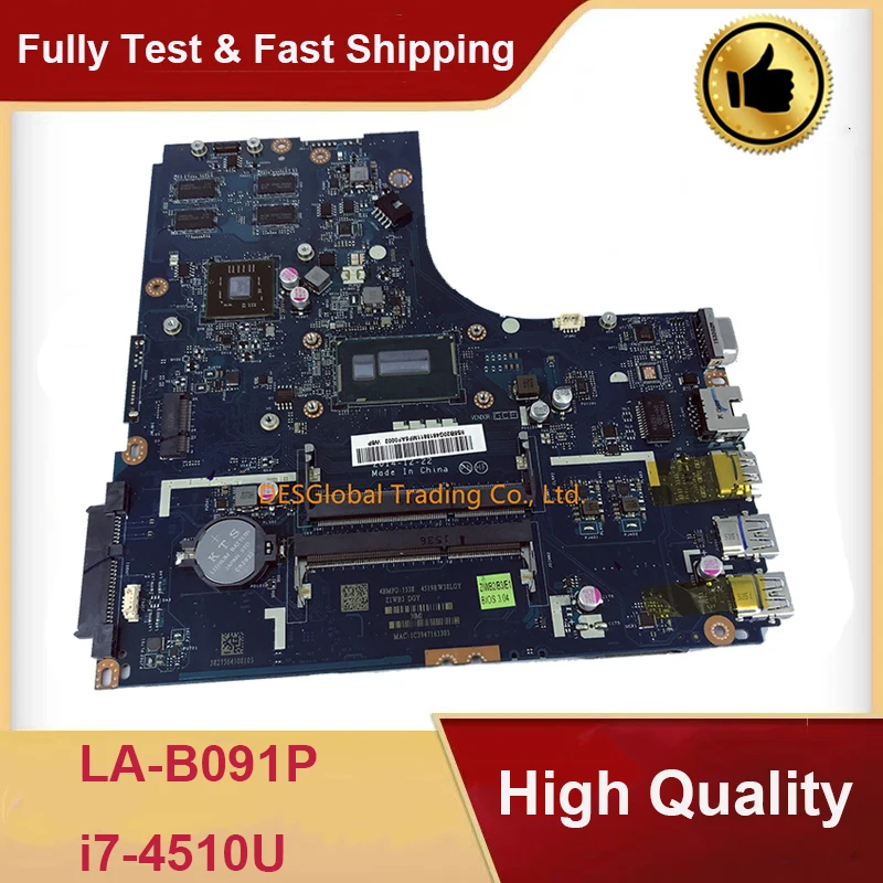 

For Lenovo B50-70 Laptop Motherboard With CPU SR1EB i7-4510U ZIWB2/ZIWB3/ZIWE1 LA-B091P 5B20G46186 Mainboard Working Perfectly