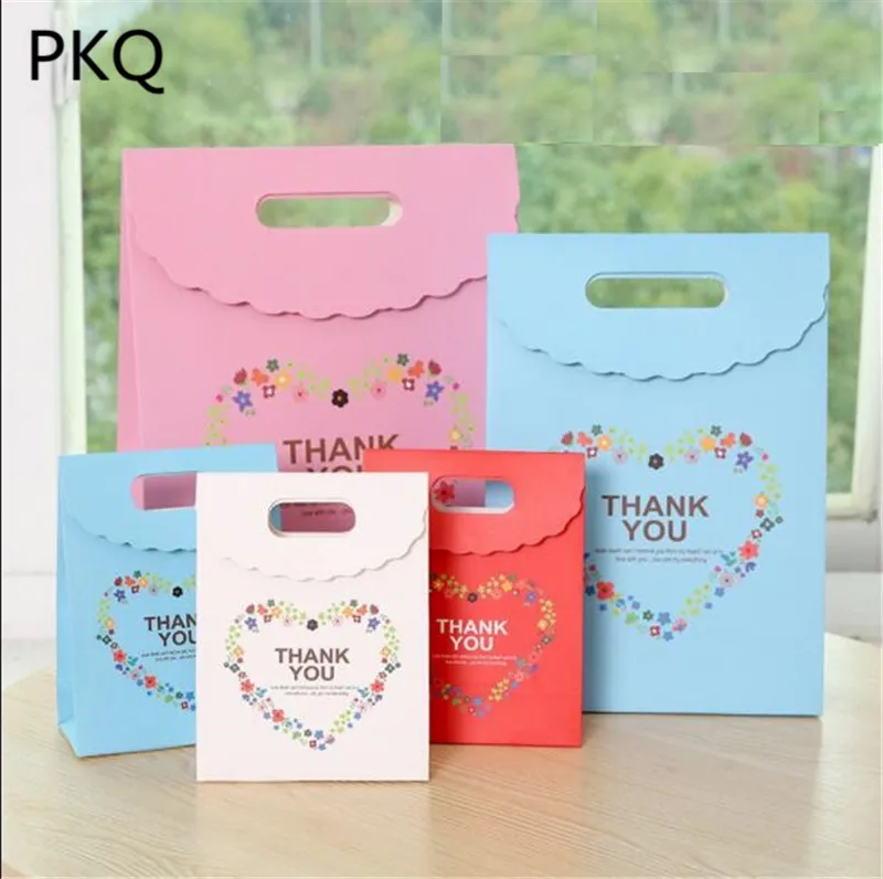 

10pcs Thank You Paper Bag Wedding Birthday Decoration Small mini Gift Bag with Handles Paper Gift Bag for candy jewelry Bag